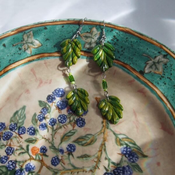 Green Leaf Earrings: Fairycore Dangle Earrings