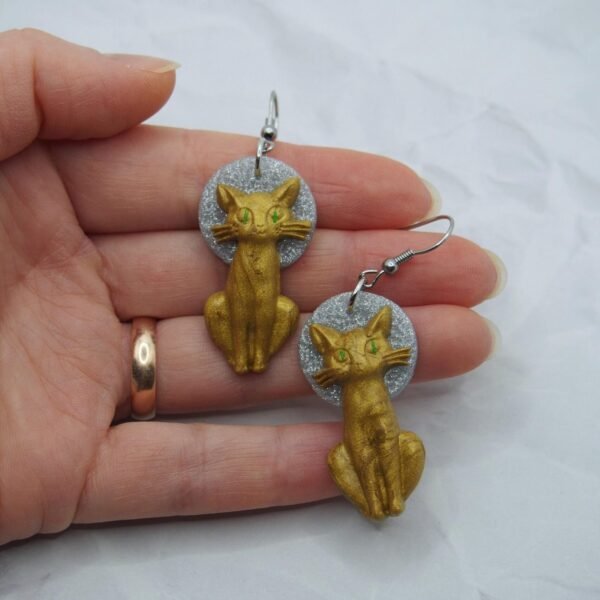 Gold & Silver Cat Earrings