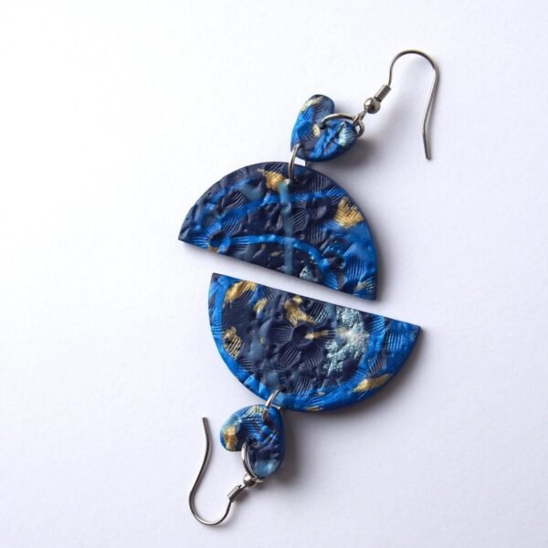 Blue Heart & Half Moon Earrings