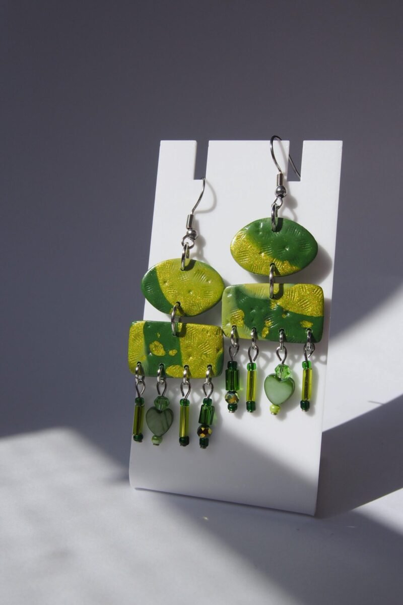 Green Geometric Earrings