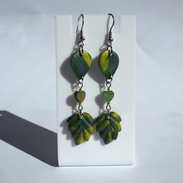 Long Green Leaf Earrings