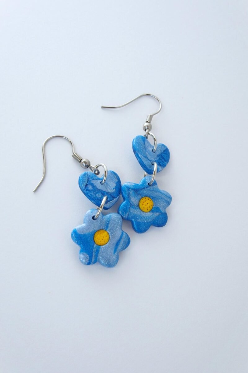 Blue Flower Dangle Earrings