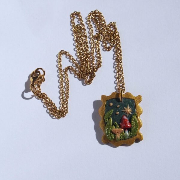 Small Fairycore Mushroom Necklace | Forest Pendant, Handmade Polymer Clay Jewelry, Whimsical Mushroom Gift