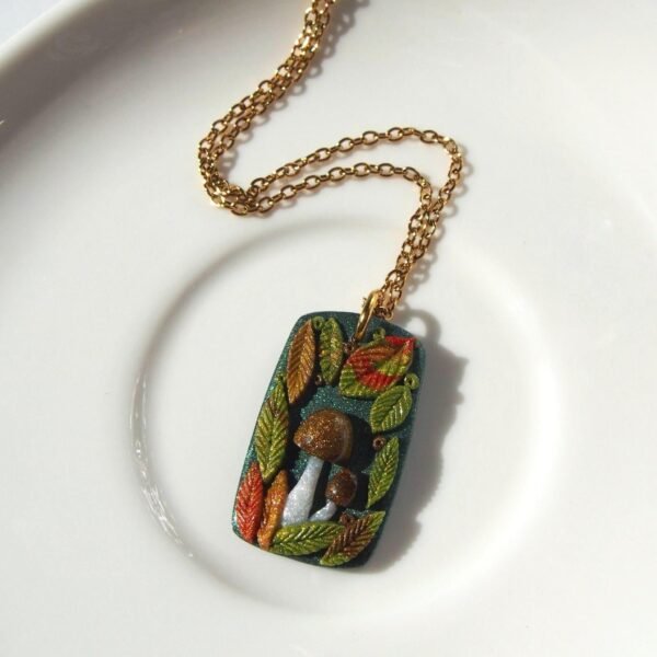 Cottagecore Mushroom Necklace: Handmade Autumn Forest Pendant