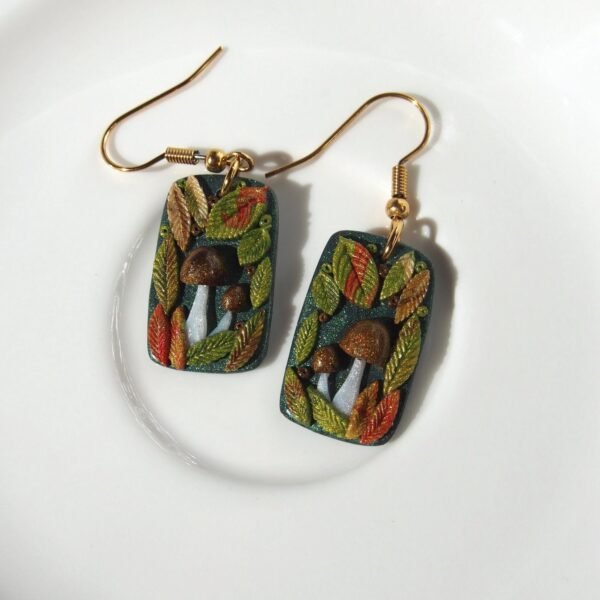 Cottagecore Mushroom Earrings: Handmade Autumn Forest Dangles
