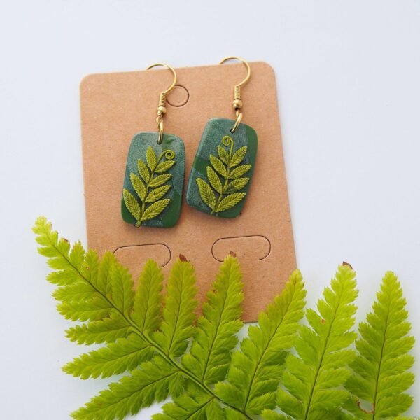 Green Fern Earrings: Handmade Leaf Jewelry