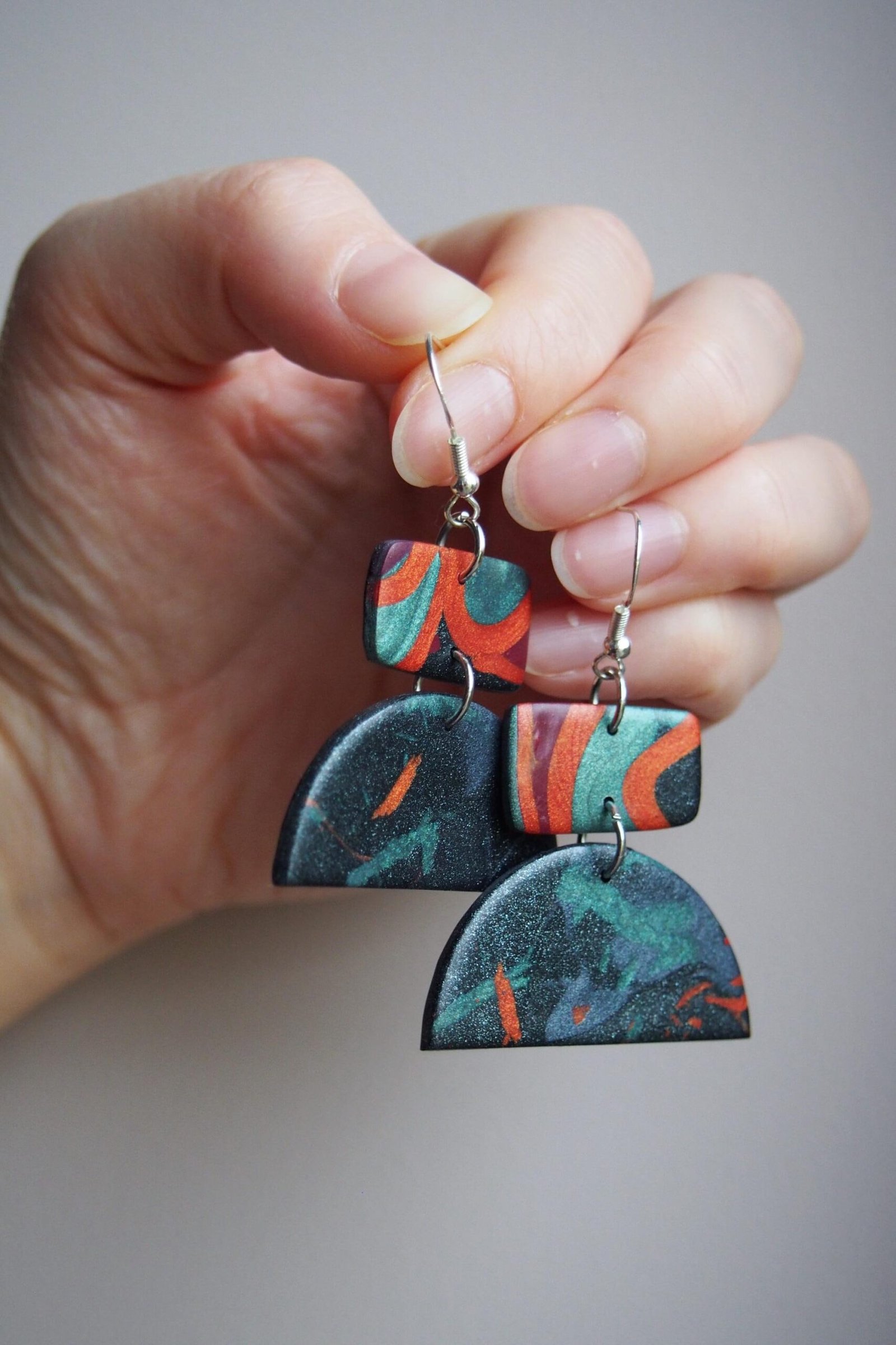 Koi Fish Pond Earrings: Transformative Teal & Copper Abstract Dangles